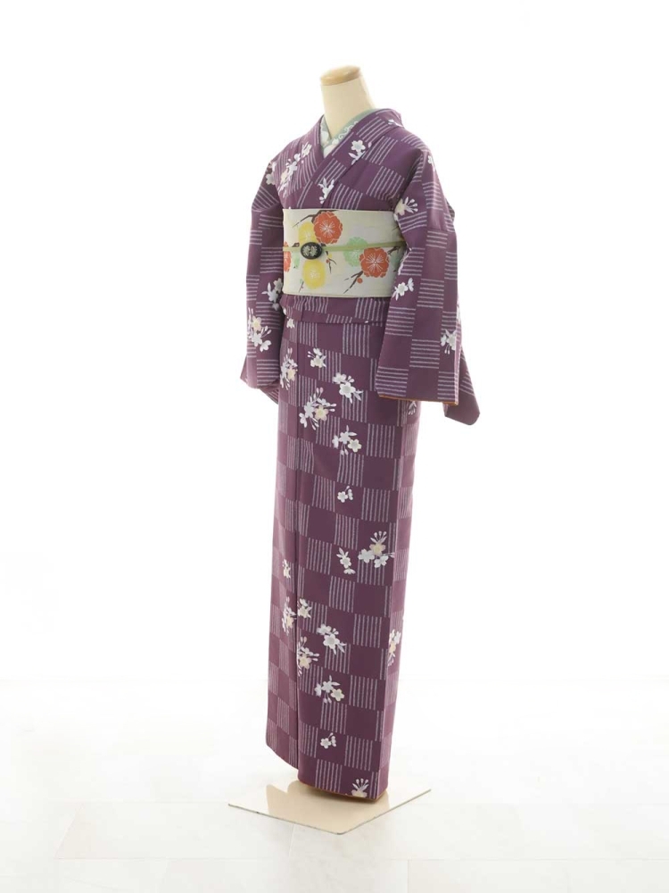 紫/格子柄