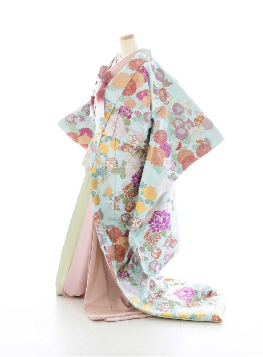 色打掛　スカイブルー×花