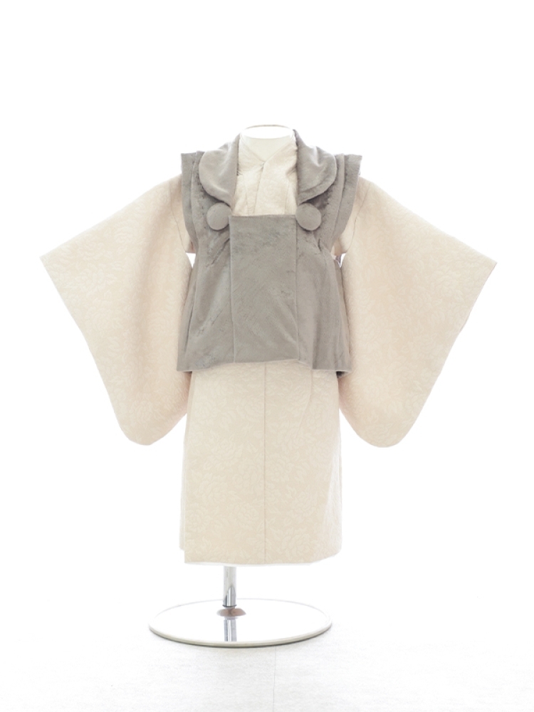 ベージュ×グレーベロア被布　